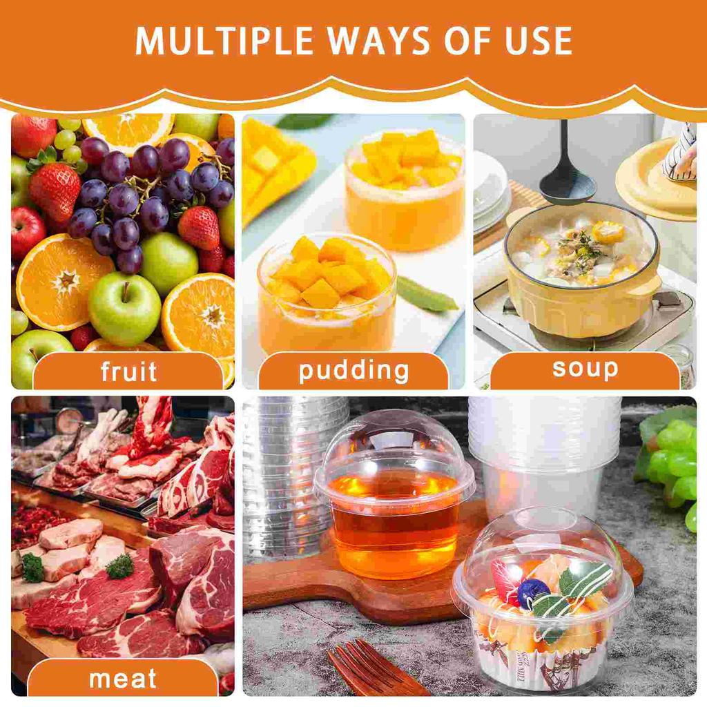 50 Pcs Dessert Cup Disposable Pudding Yogurt Container Ice Cream with Lid Plastic Cups