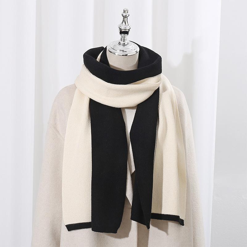 Fashionable  Color Blocked Versatile Scarf for Women  Winter Warm Long Scarf for Couples  Korean Style New Style