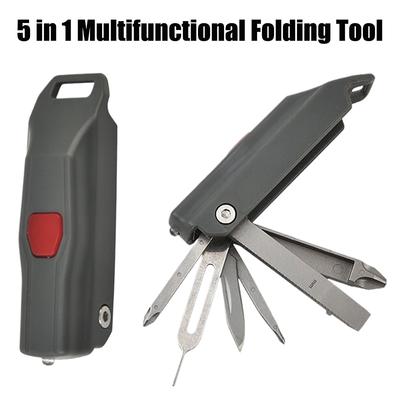 5 In 1 Multifunctional Convenient Folding Tool Stainless Steel Combination Tool Household Card Pin Screw Tool Card