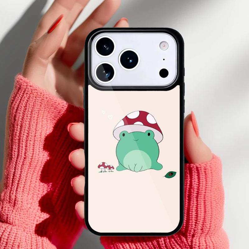 

Милый Чехол-Грибок с Лягушкой для iPhone 17 16 15 14 13 Pro Max Задняя Крышка для 12 11 Pro Coque iPhone17 Pro Max