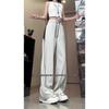 Unisex Striped Summer Pants for Teens, 2025 New Arrival, Straight Cut Wide-Leg Sports Style