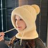 New Velvet Thick One-piece Hat Women's Winter Scarf Integrated Knitted Hat Outdoor Wind and Cold Warm Cycling Ear Hat