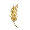 Elegant Gold-Plated Zirconia Wheat Ear Brooch - Unisex High-End Suit Accessory
