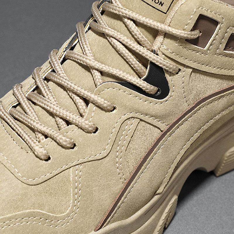 Oulylan New Anti-Slip Versatile Trendy Footwear For Motorcycle Men's Shoes Breathable Work Boots Casual Style Thick Sole