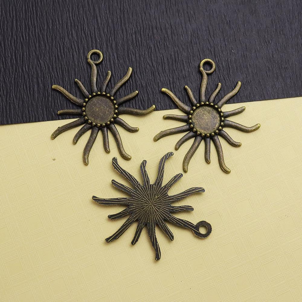 Retro DIY Alloy Jewelry Time Gem Necklace with 12mm Sun Pendant