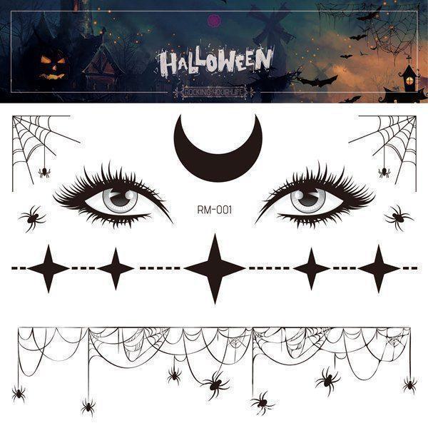 Halloween Kids' Waterproof Cartoon Tattoo Stickers - Cute Pumpkin, Ghost, and Skull Designs for Face Makeup