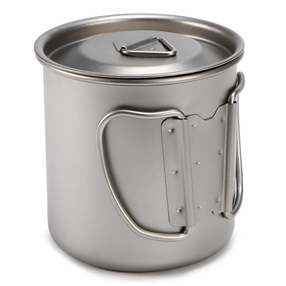 400ml 750ml Cup Set Ultralight Titanium Cup Hanging Pot Set Outdoor Portable Water Cup Foldable Handle