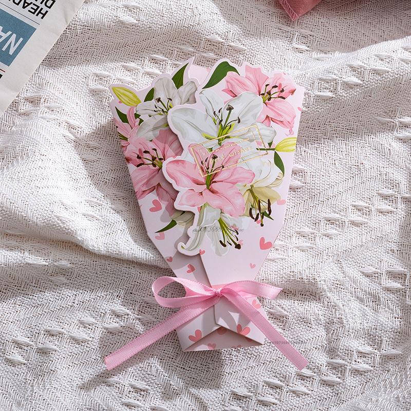 

10/5/1pcs 3D Bouquet Greeting Card Bow Foil Valentine s Day Christmas Blessing Thank You Gift Message Thanksgiving Greeting Card 1 pcs