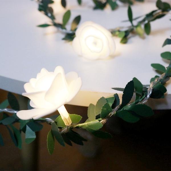 40/20/10Leds Rose Flower Led Fairy String Lights Battery Powered Wedding Christmas Party Garland Decor