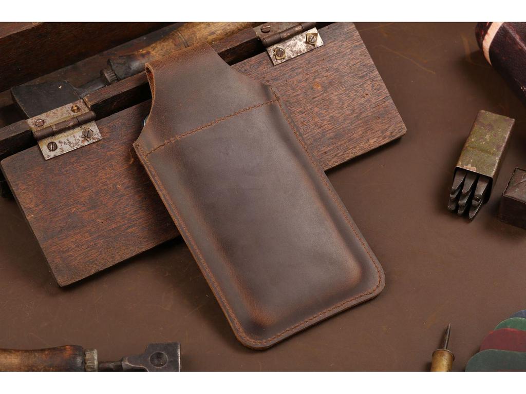 Genuine Leather EDC Tactical Phone Pouch - Men's Outdoor Waist Protective Case