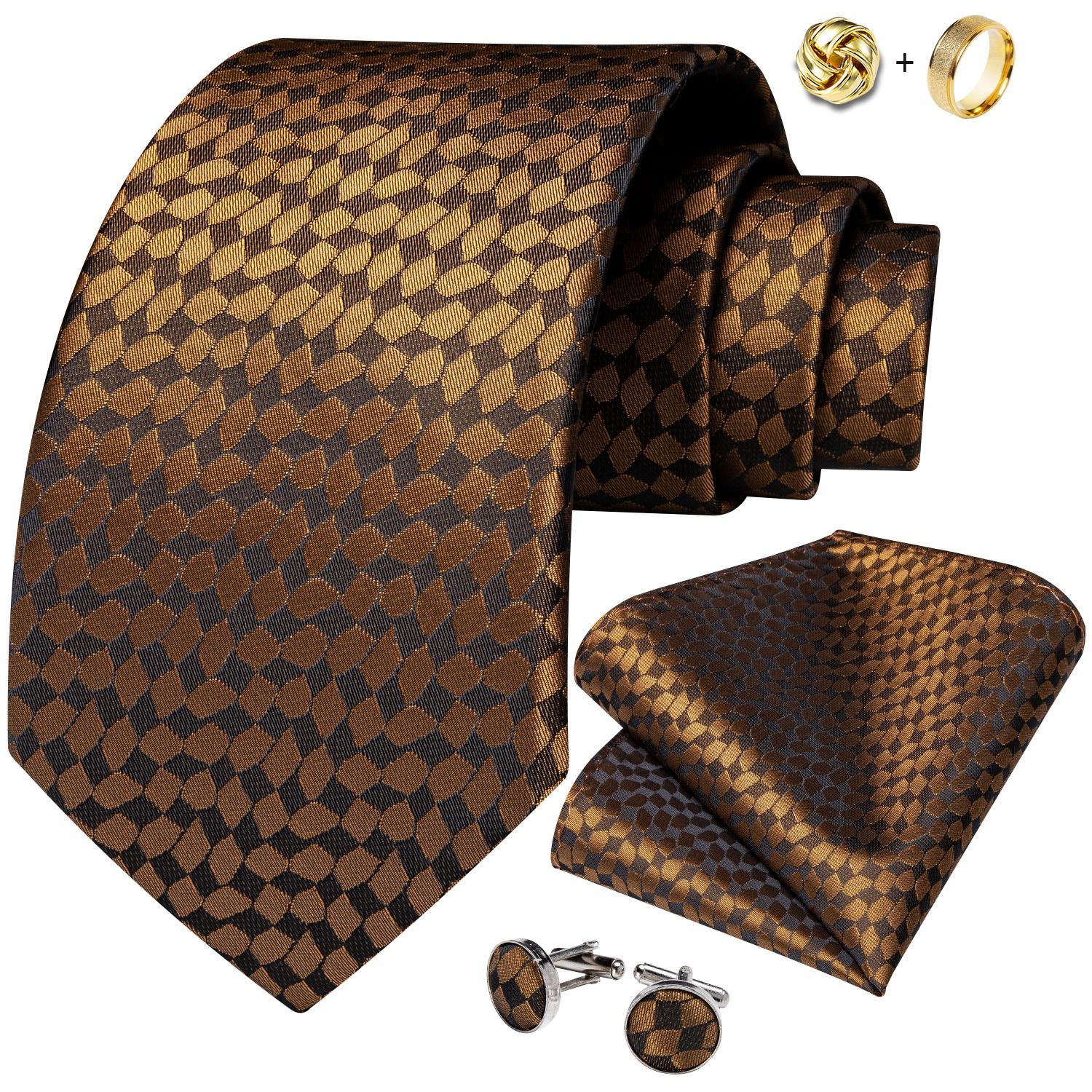 

Модный мужской галстук, золотой, черный галстук со сплавным кольцом, шелковый галстук, булавка, золотая застежка для галстука для вечеринки N-7238