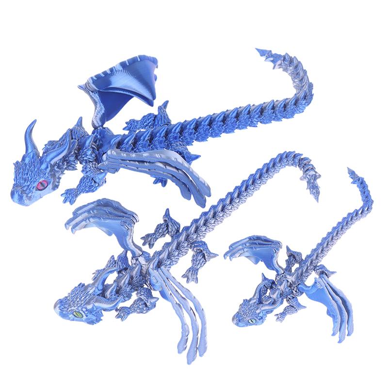 3D-gedruckte geflügelte Kutsche Drachenfigur mit zufälligen Augen Art Deco Harz Drachenskulptur Tischplatte Tierisches Thema Dekorationen