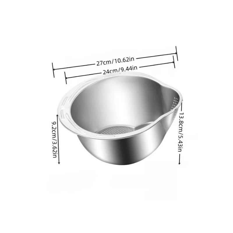 Stainless Steel Rice Washing Colander - Multi-Use Kitchen Tool with Fine Mesh for Washing Rice, Draining Fruits & Vegetables