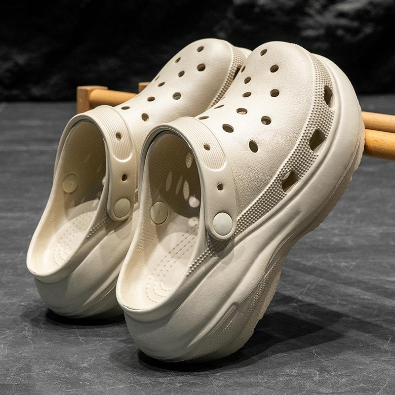 Super high heel hole shoes summer wear height increase casual non-slip deodorant indoor home cool slippers