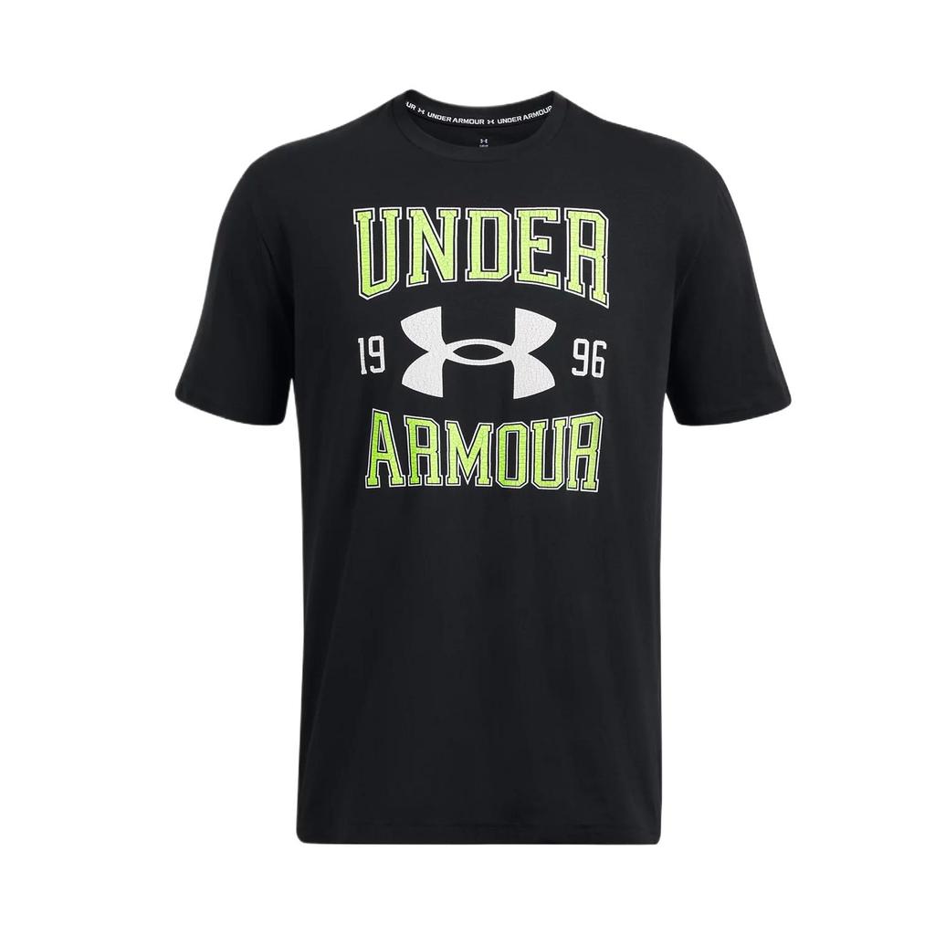 Under Armour Vintage Letter Logo Print Crew Neck Short Sleeve T-Shirt Men Tops Black 1386814-001
