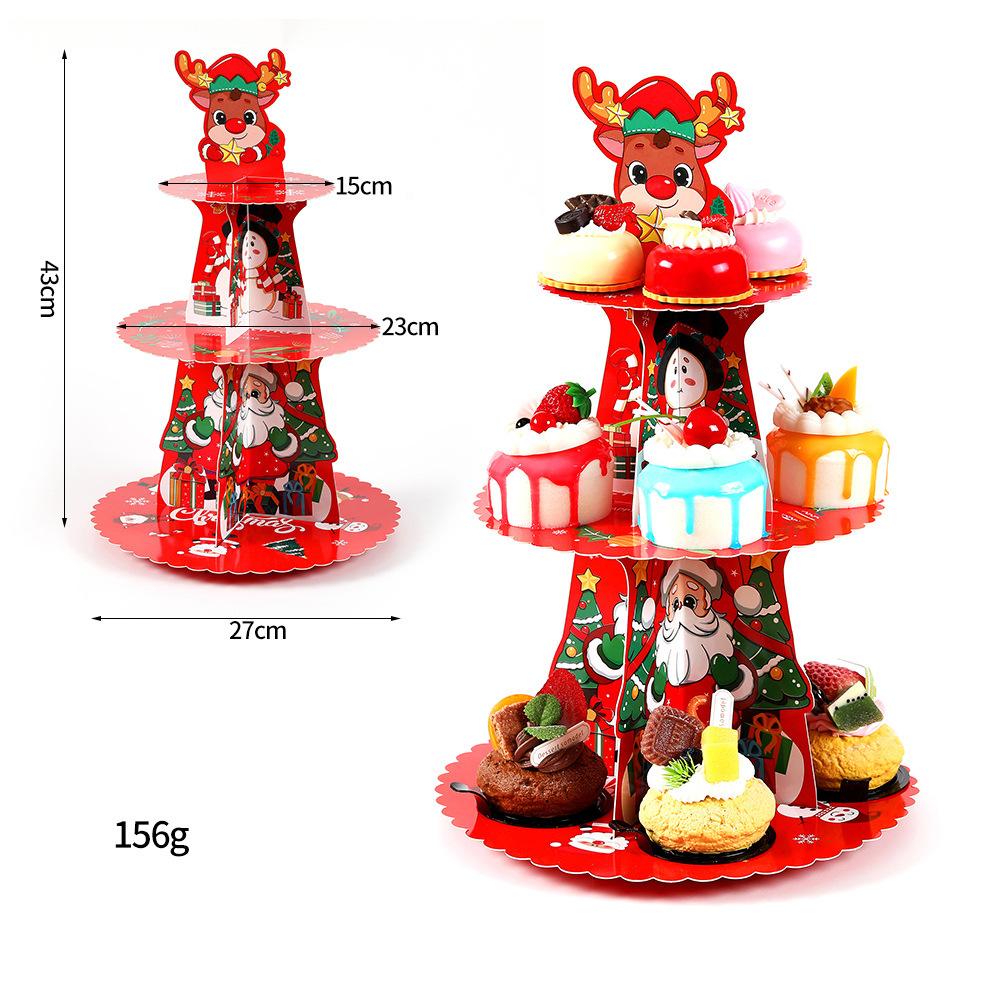 Christmas Paper Cupcake Packaging Box, Cup Box, Dessert Rack, Multi-layer Packaging Box Decoration