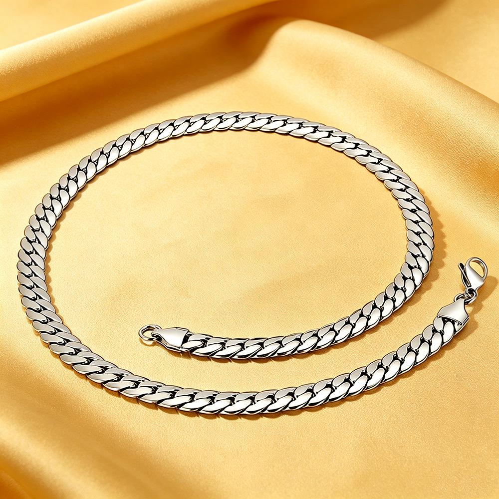 Encrypted Titanium Steel Cuban Link Necklace - Men's Hip Hop Style Stainless Steel Accessories