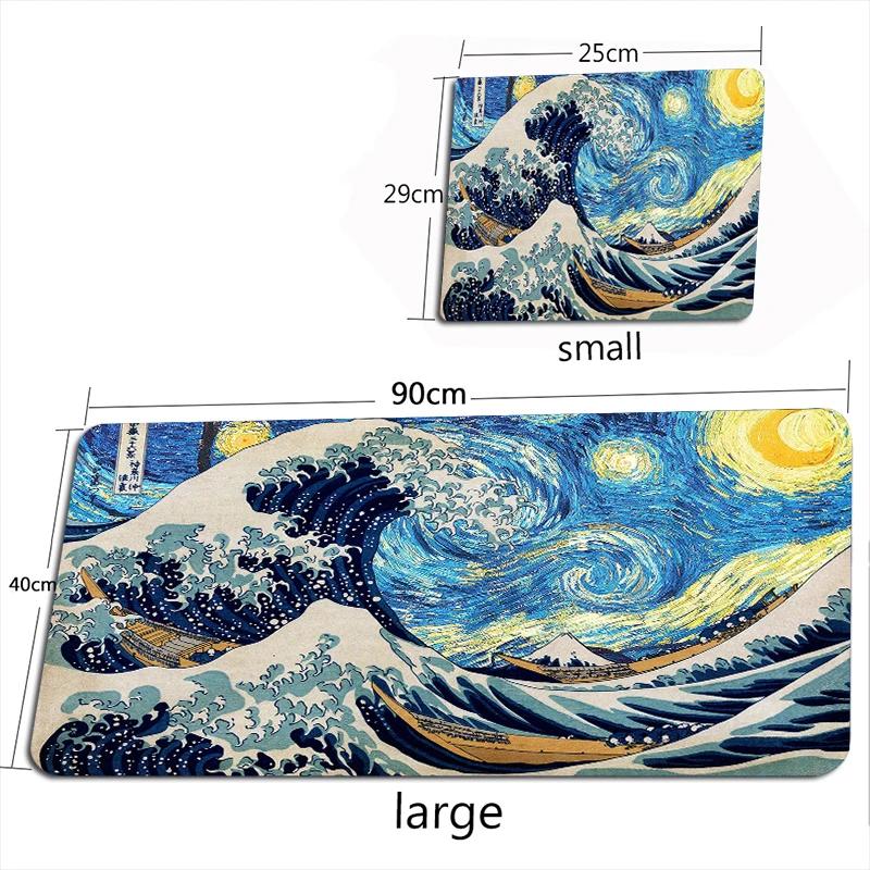 Giant Waves Mouse Pad Large Japanese-style Mouse Pads Company MouseMat Art Carpet Rugs Gamer Ukiyo-e Keyboard for Laptop 900X400