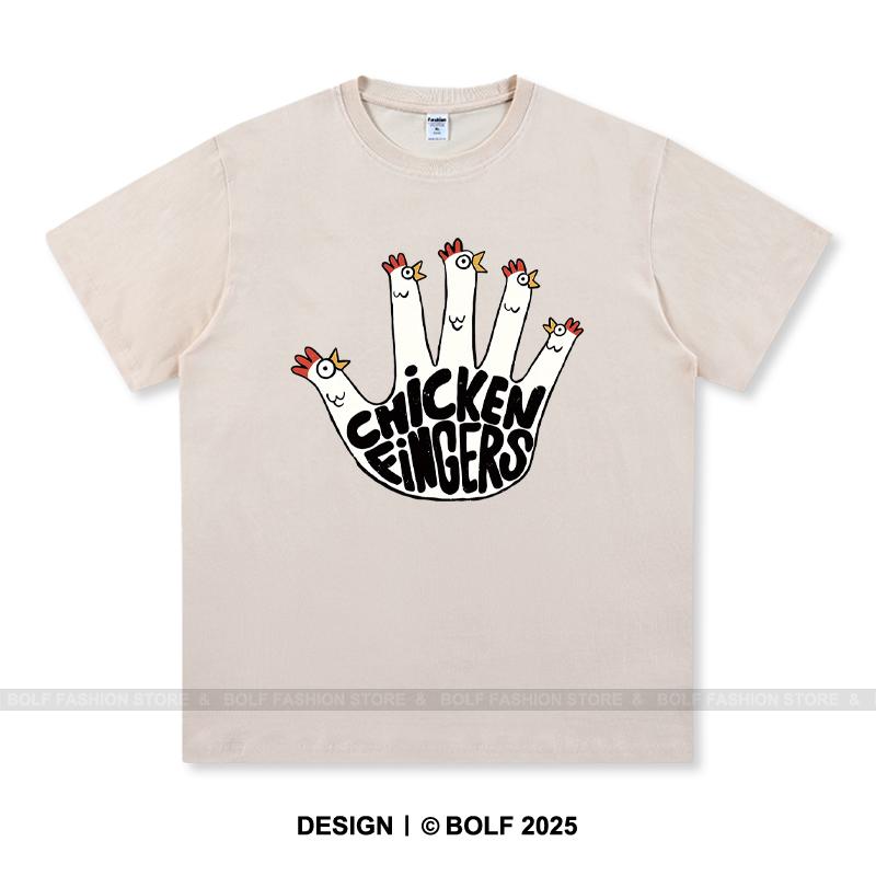 Chicken Fingers Printed T-Shirt 100% Cotton Oversized Foodie Graphic Tees for Men Women Summer Tops Snackcore Streetwear