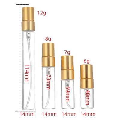 Wholesale 50PCS 2ML 3ML 5ML 10ML Gold Sample Thin Glass Vials Mini Empty Cosmetics Bottle Perfume Bottle Glass Spray Bottle