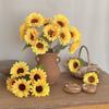 Silk Artificial Sunflower Long Stem Decorative Sunflower Fake Flowers Bouquet  Table Centerpiece
