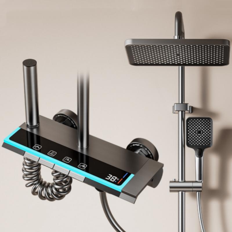 

Высококлассный 4-функциональный набор смесителей для душа для ванной с цифровым дисплеем температуры, душевая система, смеситель для горячей и холодной воды, напорные краны