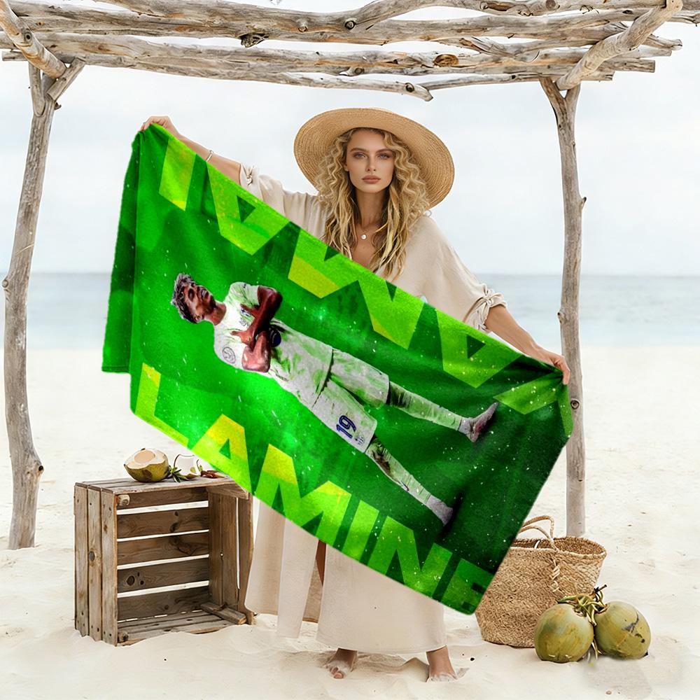 Yamal Fc Barcelona Debut Celebration Beach Towel Quick-Dry Soft Microfiber Comfortable Lightweight Perfect for Traveling Yoga Camping and Swimm