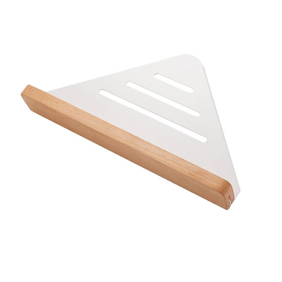 

Треугольная полка для ванной комнаты, деревянная, алюминиевая, черная, для туалета, кухни, ванны, душа, шампуня, мыла, держатель для хранения, угловой настенный органайзер