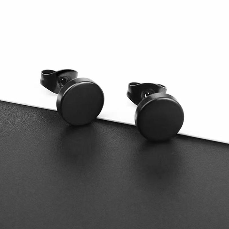 5Pairs  Stainless Steel Stud Earrings For Men Women Simple Round Black Punk Ear Studs Jewelry Gift Accessories