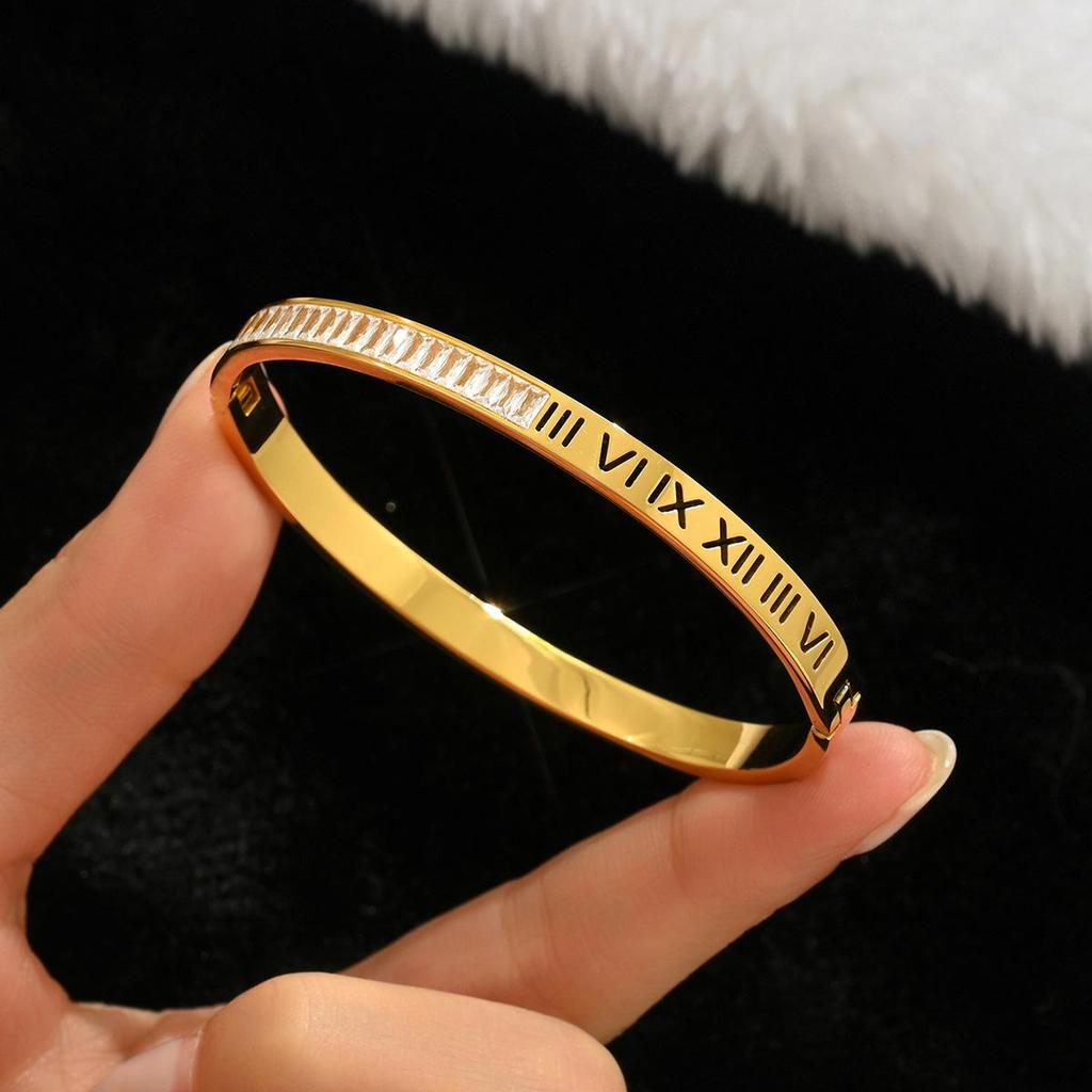 Elegantes Zirkonarmband - Weißer Titanstahl für Damen