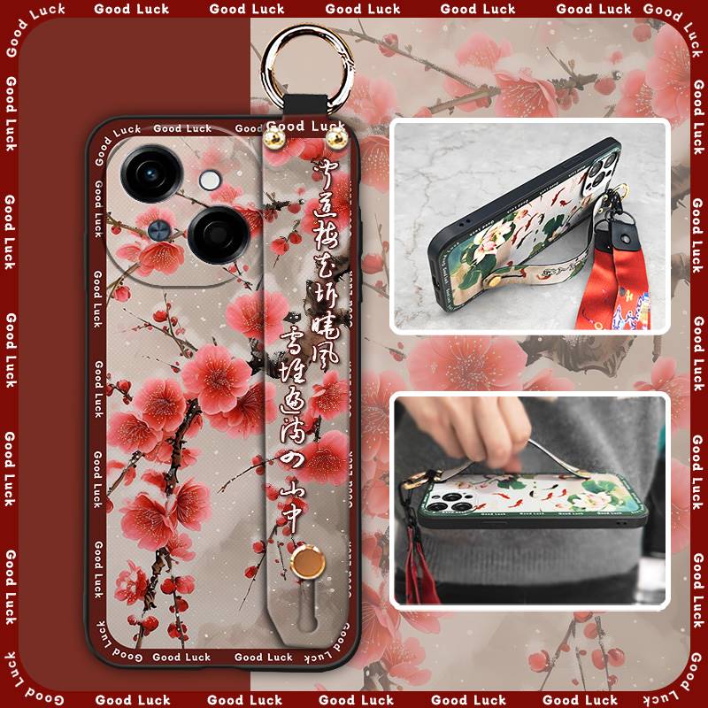 Dirt-resistant Wrist Strap Phone Case For Tecno POP9 4G/Spark GO 1/KL4 Anti-knock Anti-dust Soft case Durable Lanyard