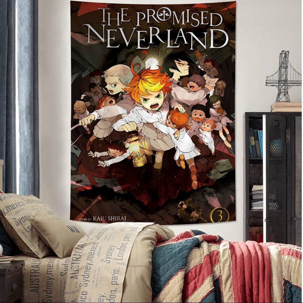 Japanese Anime Cartoon The Promised Neverland Wall Tapestry Bohemian Wall Tapestries Mandala Wall Hanging Home Decor
