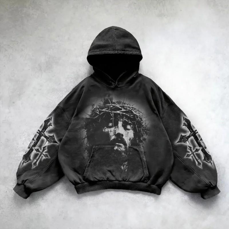 Washed Hooded Sweatshirt Unisex Oversized Long Sleeve Pullover Winter Streetwear Casual Wear