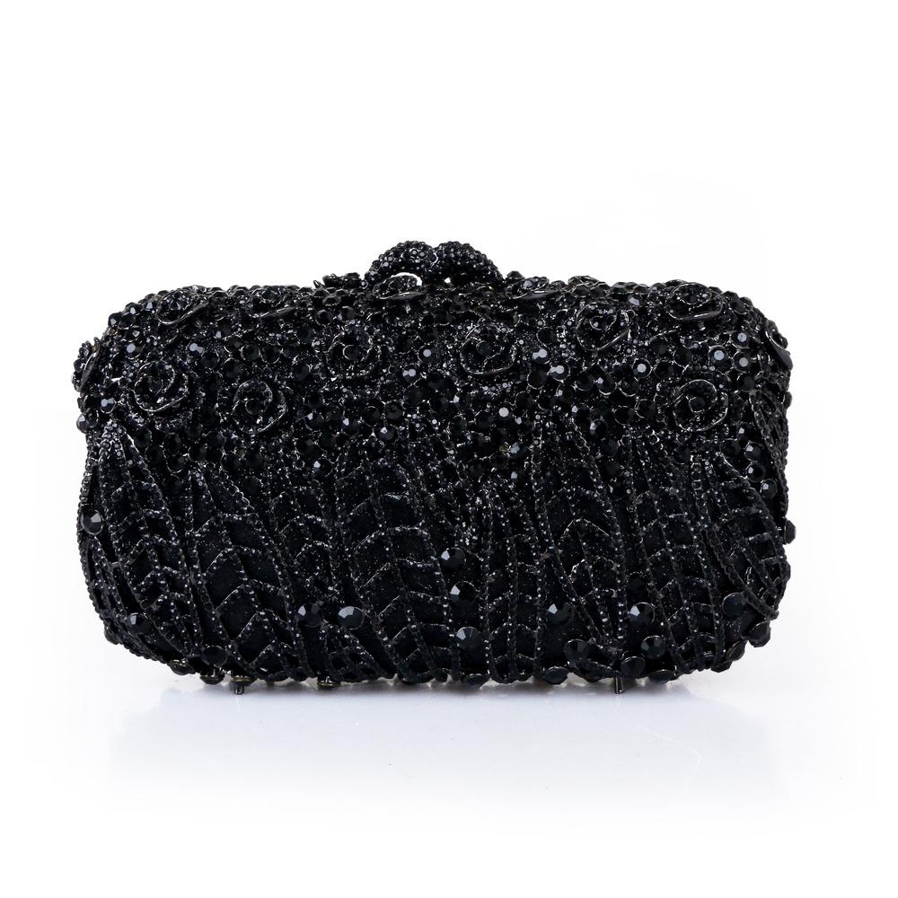 Volle Steine Blume Party Box Clutch Lila/grün Kristall Abendtasche Hochzeit Braut Minaudiere Handtaschen Kette Damen Tasche