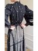 2025 Spring Loose Tie Floral Satin Long Sleeve Dress