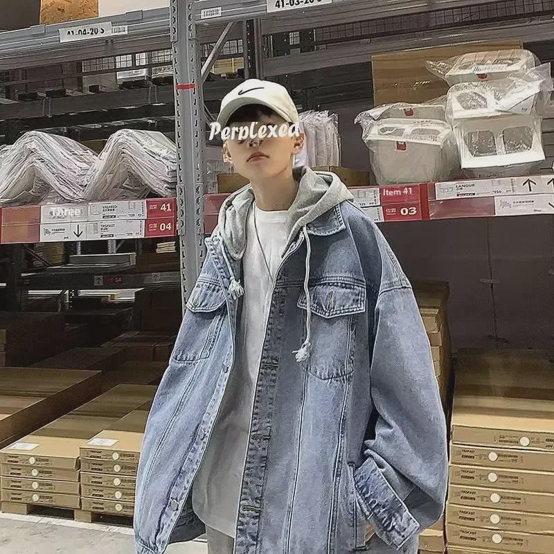 Men's Trendy Hooded Denim Jacket Two-Piece: Casual Autumn/Winter Loose Fit
