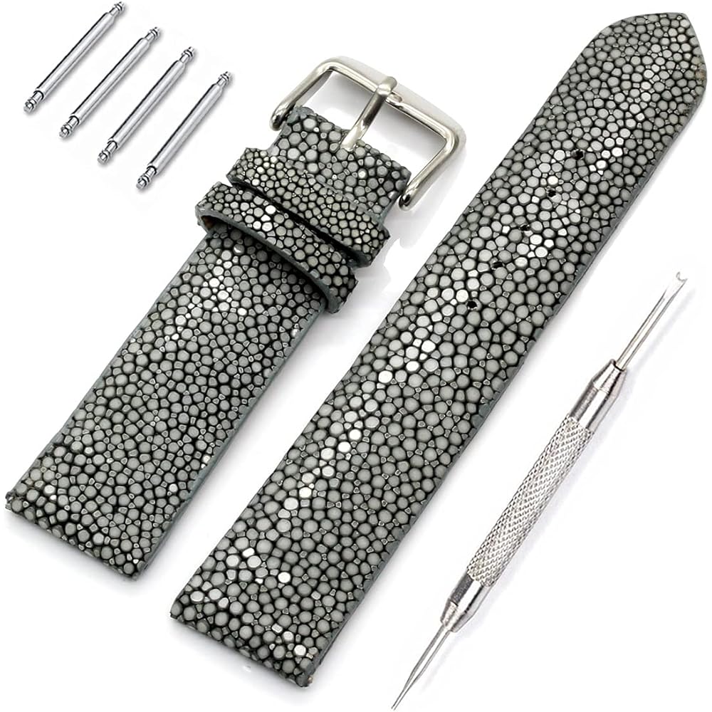 

Revetta Stingray Leather Watch Band, Gray, 20mm, with Spring Bar Remover [089-8stb20]