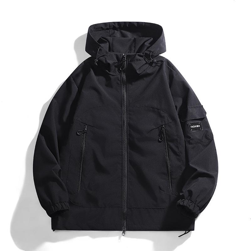 

Парная куртка для активного отдыха на весну и осень, ветрозащитная, водонепроницаемая, с капюшоном, для альпинизма и рыбалки XS чёрный