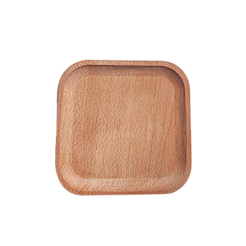 Wooden Serving Tray Rectangular Round Plate Tea Cup Saucer Tray Fruit Dessert Dinner Plate Food Storage Pallet Kitchen Tableware