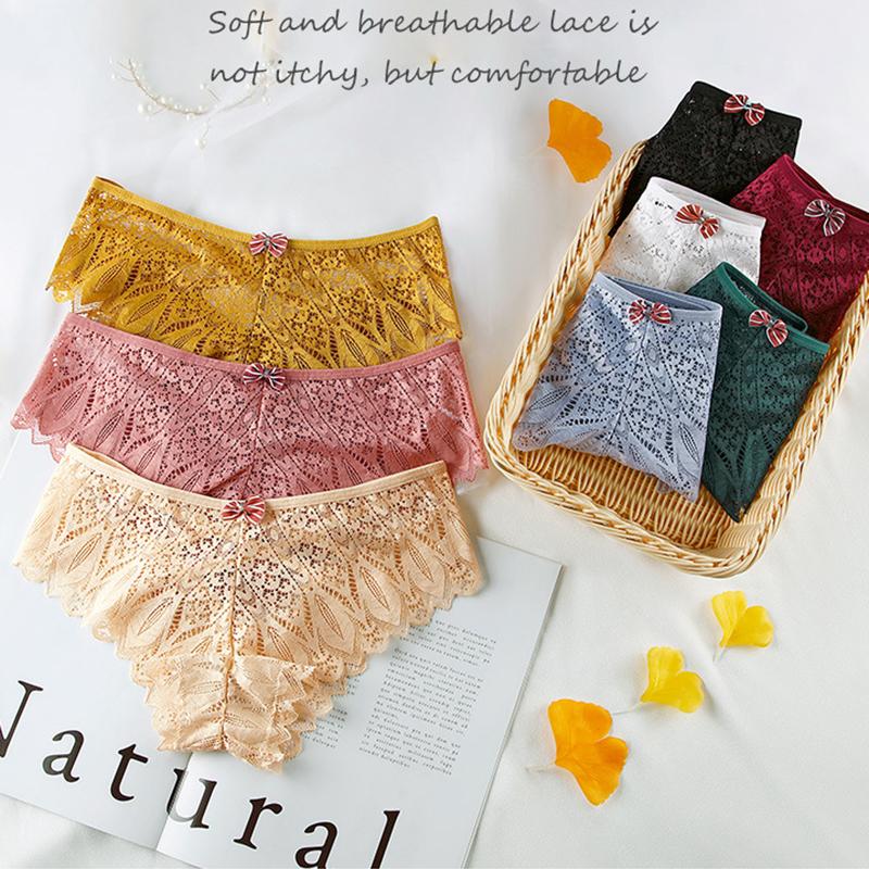 New Sexy Women Panties Lace Underwear Low-Waist Briefs Hollow Out G String Underpants Solid Comfortable Lingerie Dropshipping