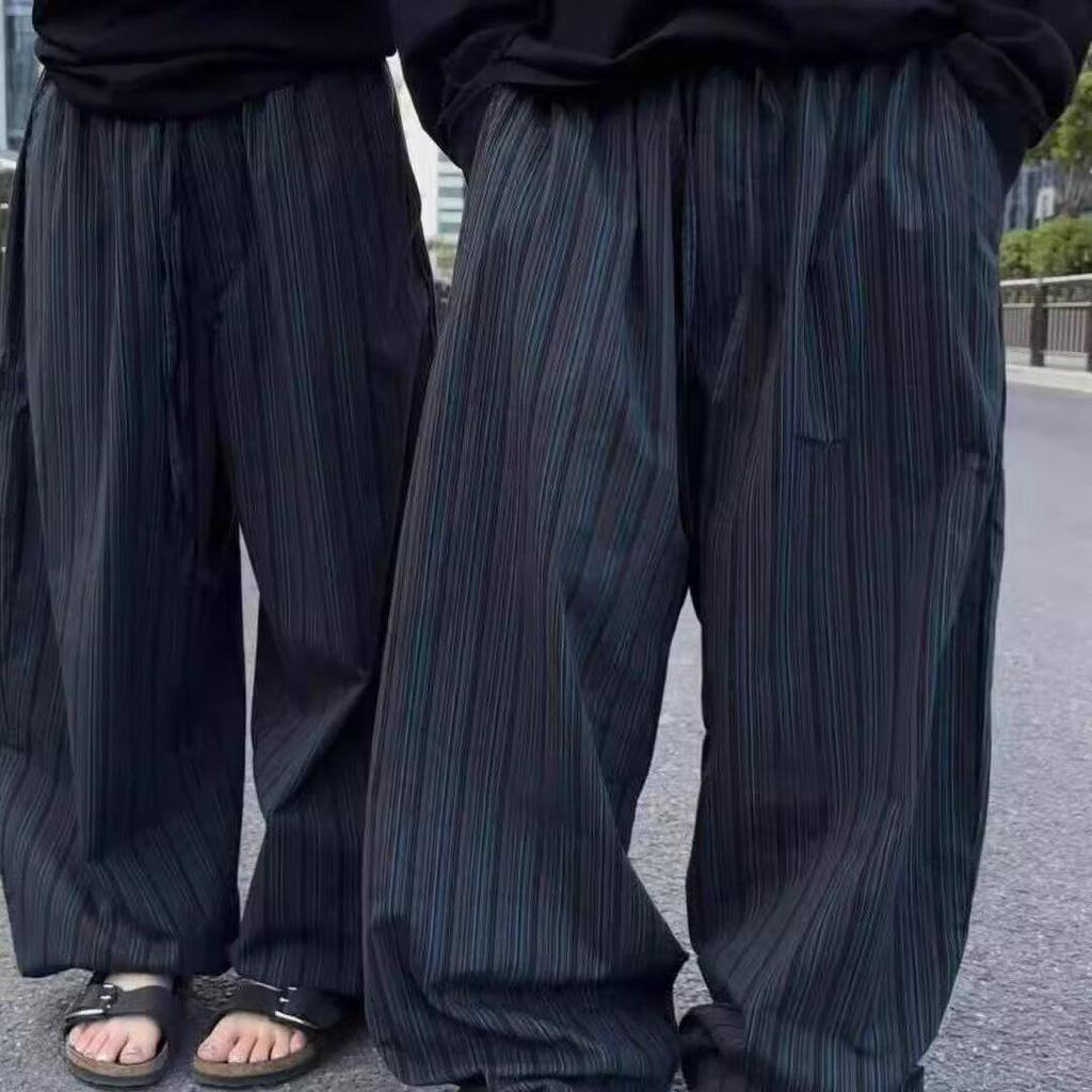 Pánské retro kalhoty se širokými nohavicemi s vertikálním pruhem