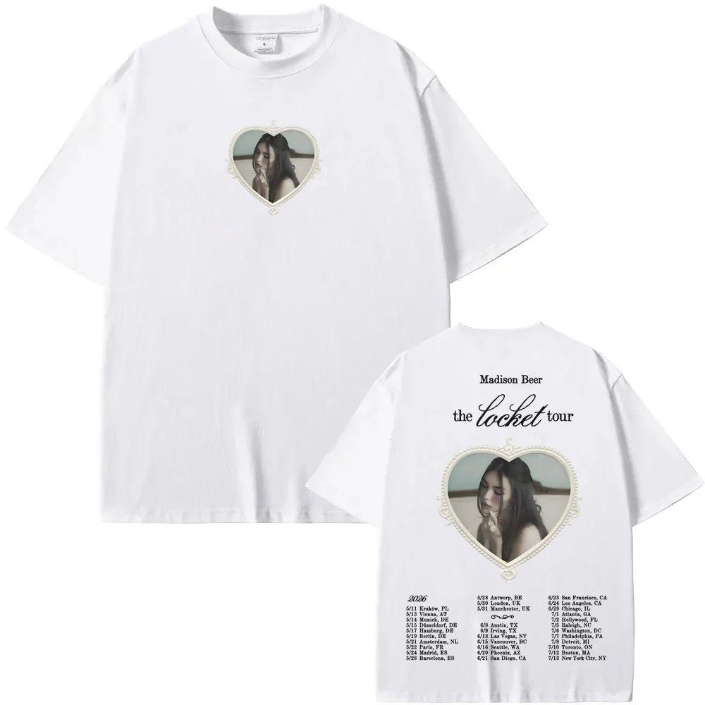 

Y2K Fashion Tops Madison Beer Locket Merch T Shirts Summer Cotton Tshirt Casual Loose Tees Print Clothes Round Neck Streetwear S
