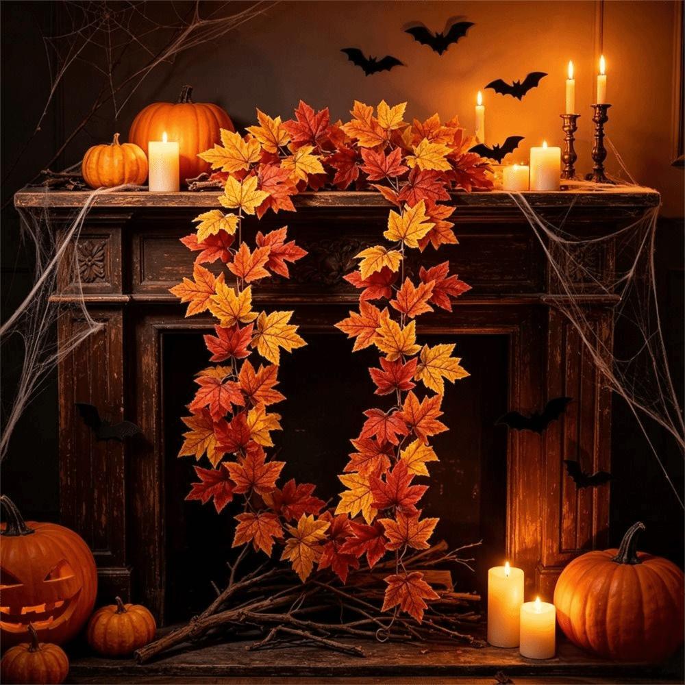 Bright Foliage Artificial Maple Leaf Garland Hanging Autumn Style Decorative Maple Leaf Vine Realistic Appearance