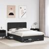 Storage Bed Frame with Headboard Black 140 X 190 Cm Particleboard