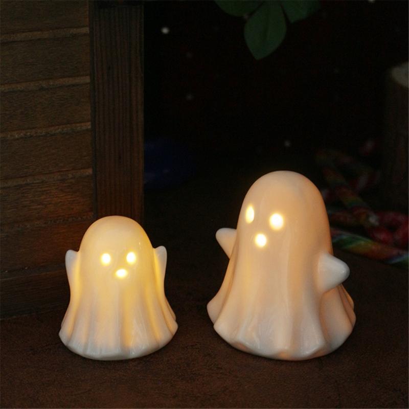 Friendly Ceramic Ghosty Statue Halloween Decoration Handmade Sculpture For Home Decoration