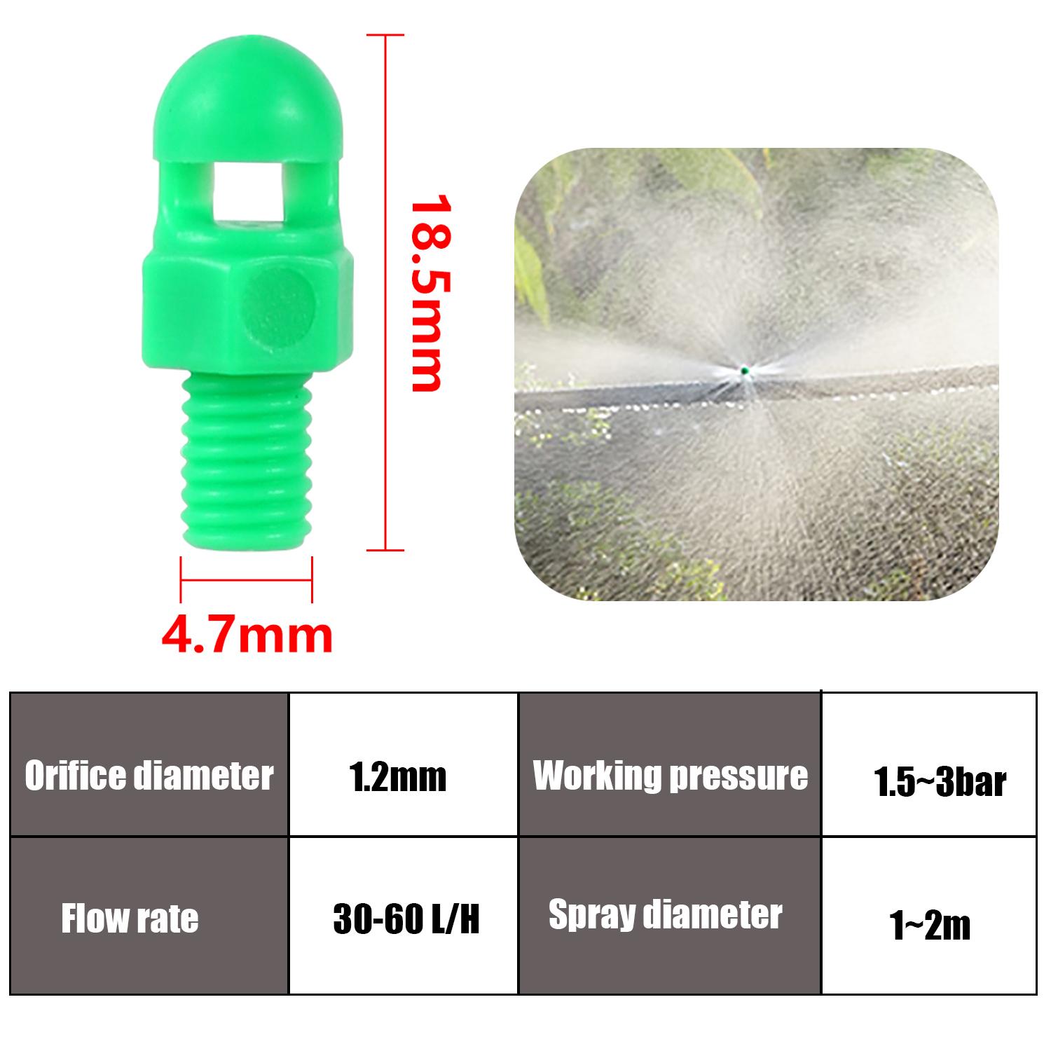 100Pcs Refraction Nozzle Garden Greenhouse Drip Irrigation Water Pipe Sprinkler Threaded Barbed Atomized Sprayer Watering Nozzle зелёный