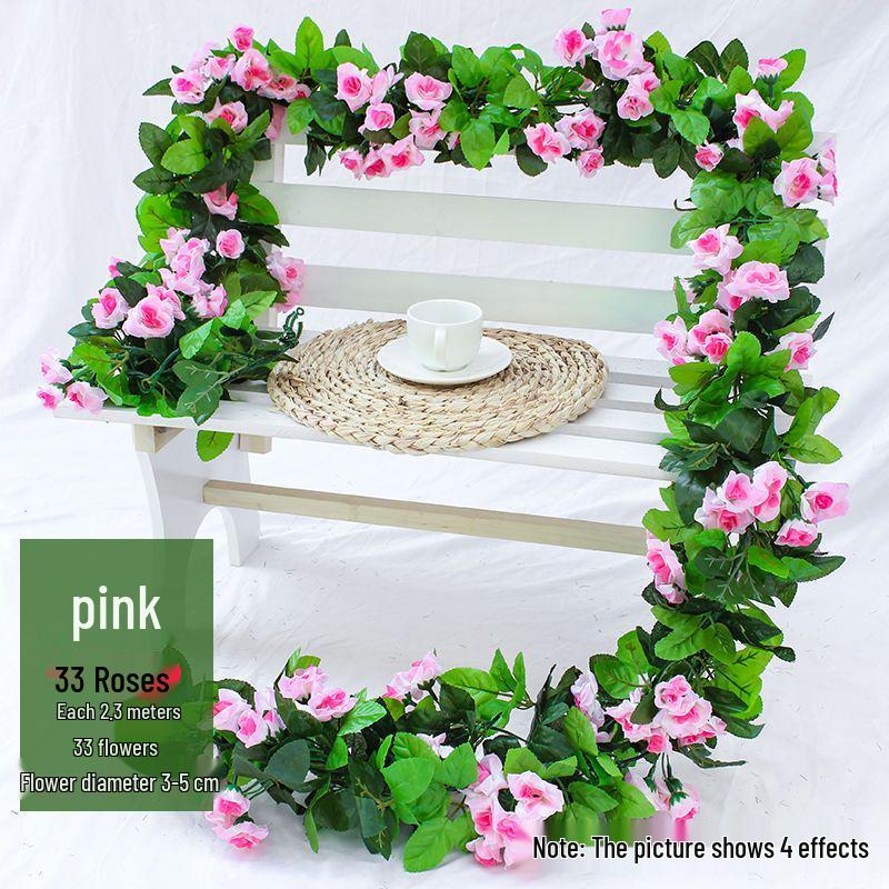 Artificial Rose Vine Garland for Air Conditioning Pipe Decoration