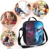 Cute Wolf With Galaxy Sky Insulated Lunch Bag for School Work Office Picnic Animal Head Face Tote Lunch Box Containers