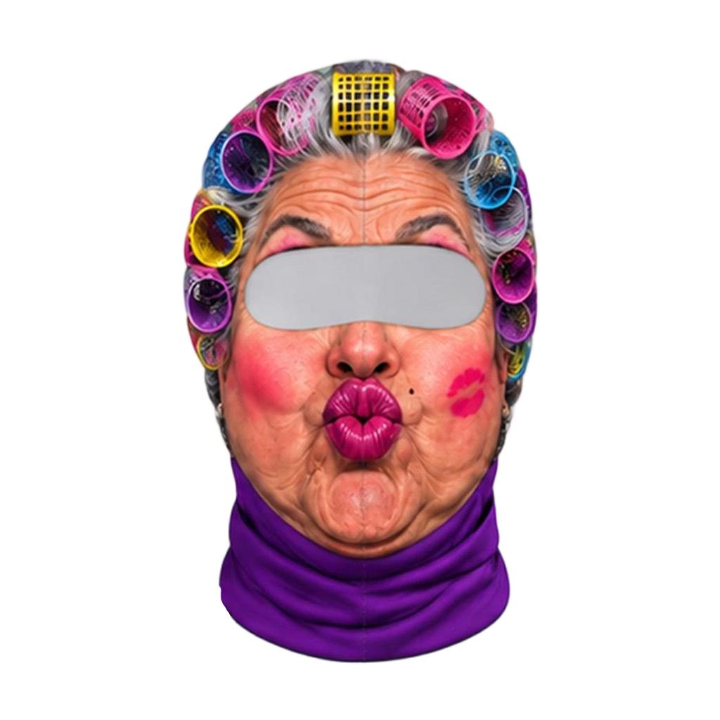 Maschera da Sci 3D Stampa Integrale Viso Vecchio, Antivento Invernale, Occhiali da Sole Non Inclusi