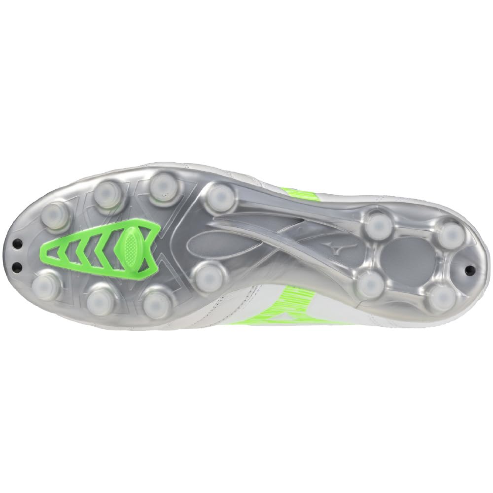 Mizuno Футбольные бутсы Monarcida NEO 3 WIDE PRO для клуба, супербелый перламутр x неоновый, 3E, активности, футбол, широкие, легкие, зеленые, 26.0 см,